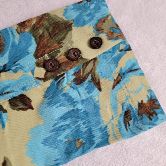 Emma James Womens Floral Print Button-Front Blazer Jacket Size 6 Tan Blue Career - Picture 10 of 10